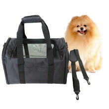 Katzentransportbox, flugtauglich, große Transportbox mit 5 Eingängen und 3 Netztaschen, schwarze Box für Katzen, Hunde und Welpen, max. 9 kg