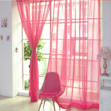 1 Panel Rose Red Curtains Grommet Textured Solid Sheer Curtains 39*78 Inches for Bedroom