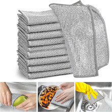 10-Pack Non-Scratch Steel Wool Dish Cloths | Multipurpose Metal Mesh Cleaning Pads for Kitchen, Dishes, Sink | Compatible with All Surfaces