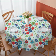 Pioneer Flower Floral Print Pattern Round Tablecloth 60 X 60 Inch, Wrinkle Resistant Wipeable Table Cloth for Kitchen Dining Picnic Patio Party