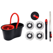Pink Spin Mop & Bucket Set with 360 Wringer, 4 Microfiber Heads, Stainless-Steel Adjustable Handle – Compatible with Standard Spin Mops