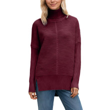 Pulls pour femmes à col roulé, pulls en maille, tuniques à manches longues pour l'automne et l'hiver, doux, classiques et décontractés, rouges