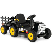 12V detský traktor s odnímateľným prívesom a diaľkovým ovládaním elektrické autíčko čierne