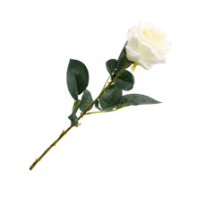 Rosa artificial blanca 63 cm, flor de 8 cm, hoja de 13 cm
