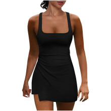 Breathable Backless Romper for Women – Stretchy Round Neck Jumpsuit with Side Slits, S-2XL, Compatible with Summer Activewear
