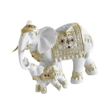 Escultura em resina de mãe e filhote de elefante