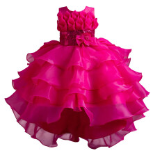 Mikilon Girls Tulle Princess Dress Size 3-11 Years Short Sleeve Layer Mesh Bowknot Dress