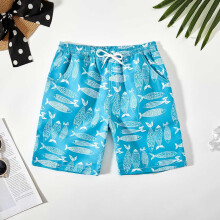 Little Boys Swim Trunks Kids Cartoon Dinosaurs Floral Swim Shorts Quick Dry Bathing Suit Swimwear 5-14 Years