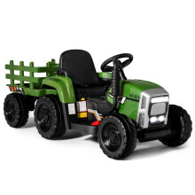 12V detský traktor s odnímateľným prívesom a diaľkovým ovládaním elektrické autíčko zelené
