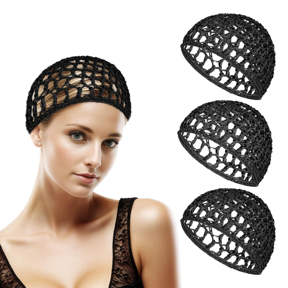 3 Pack Soft Rayon Mesh Hair Nets for Sleeping