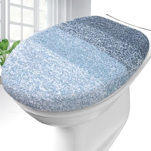 Capa de tampa de vaso sanitário em microfibra azul, 44,5 x 38 cm (17,5 x 15 polegadas)