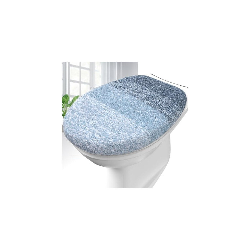 Microfiber Toilet Lid Cover Blue 17.5X15 Inch 9122141334477