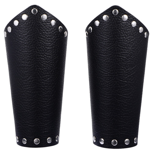 2Paires Brassards De Cuir Noir Pour Et Jeux 1
