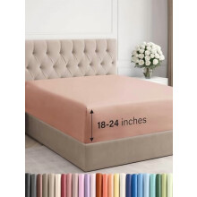 Extra Deep Cal King Fitted Sheet – Compatible with 18"-24" Mattresses, Ultra Soft, Wrinkle & Fade Free, Breathable, Mauve