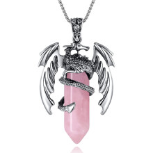 Vintage Amethyst Crystal Healing Necklace for Men & Women – Dragon Pendant, Retro Natural Gemstone Jewelry, Reiki & Spiritual Use
