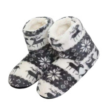 Chaussons de Noël duveteux à motif cerf pour femmes et filles – Doublés en polaire chaude, semelle antidérapante, pour l'intérieur et