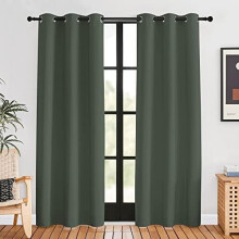 Thermal Curtains for Kids Room, Dark Mallard, 42x80", Set of 2, Grommet Blackout Drape Panels