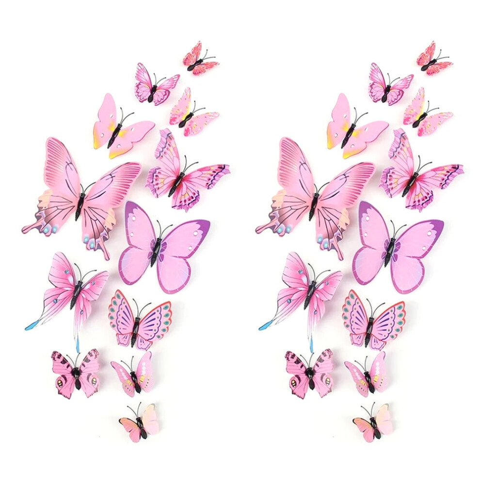 Butterfly Wall Decor 24 PCS, 3D Butterflies Stickers for Party Decorations with Magnets(Colorful, 24)