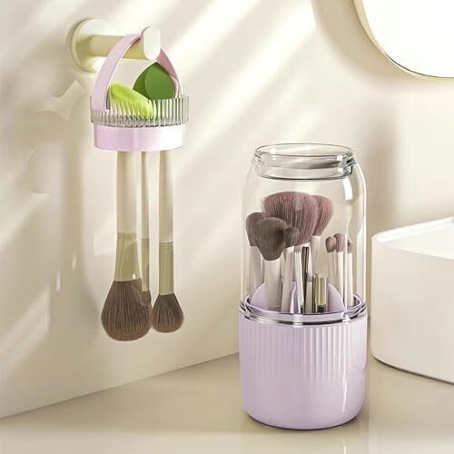 360 roterende makeupbørsteholder – PET+ABS,