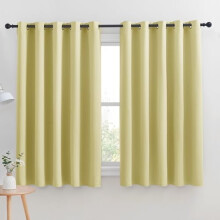Thermal Insulated Pale Yellow Blackout Curtains, Set of 2, 70x63", Solid Grommet Darkening Drape Panels for Bedroom