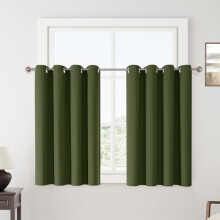 100% Blackout Olive Green Curtains 52x54", 2 Panels, Grommet Top, Thermal Insulated, Soundproof, Compatible with Standard Rods