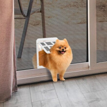 Cat Door for Screen Doors, Passage Opening 8.3" x 10.3", Access Freely, Magnetic Swing Flap, Small Pet Door for Sliding Doors Window, Lockable, White