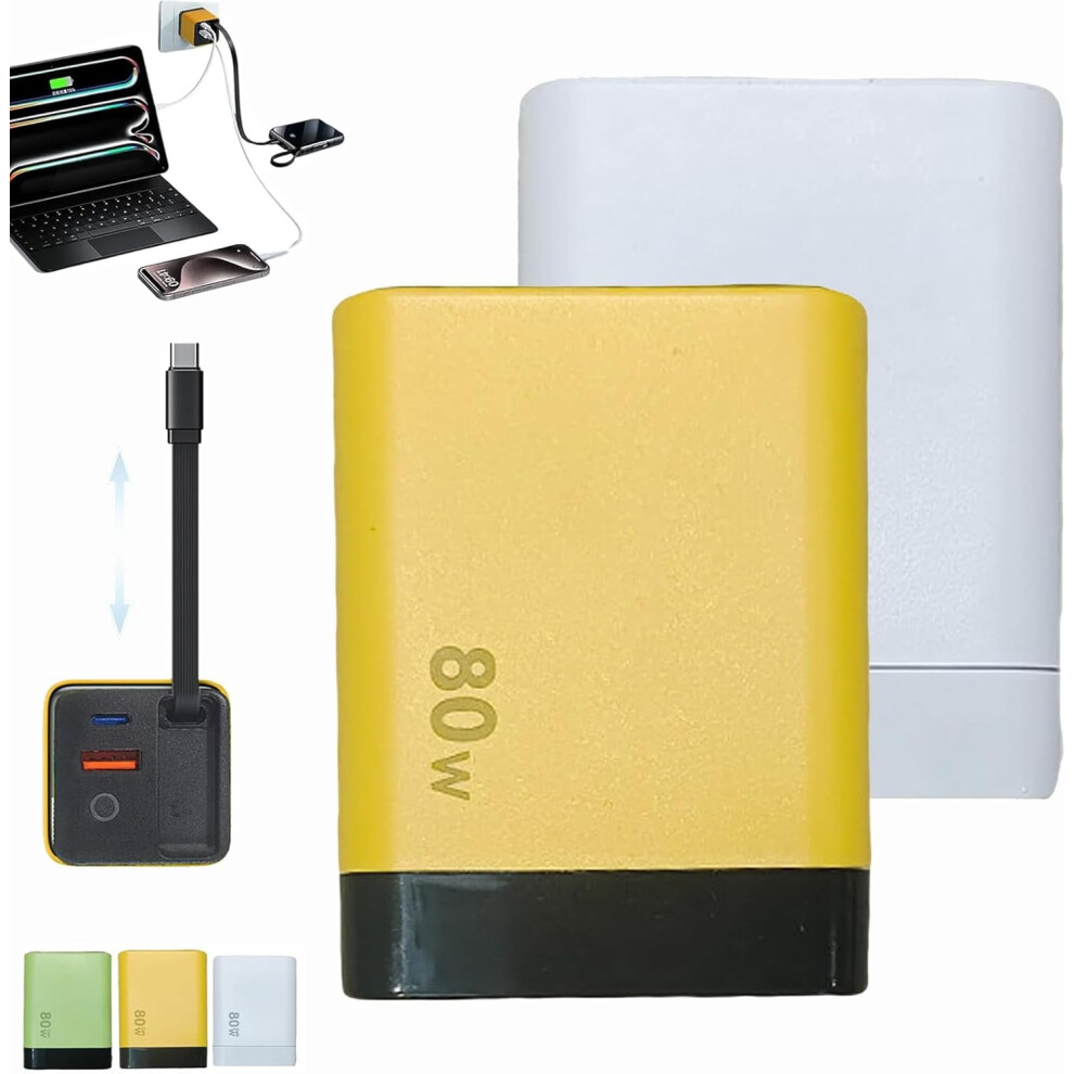 3-In-1 80W Max Retractable Charger - 60Cm Type-C Cable & 2 Usb Ports, Fast Charging For Smartphones, Tablets & Laptops 9028731332024