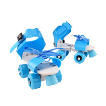 Homoyoyo Blue Double Row Four Wheels Skate Shoes with Adjustable Strap for Skating