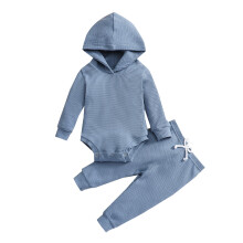 3-6 Month Boy Clothes Winter Baby Boys Girls Long Sleeve Hooded Romper Tops Solid Pants Outfit Set 2PCS Clothes