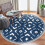 Round Area Rug Blue Geometric Moroccan Design 5 ft 1