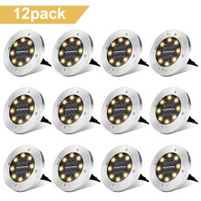 Set van 12 waterdichte LED-padverlichting op zonne-energie, energiebesparende inbouwverlichting voor tuin/terras/pad - warm wit.