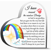 Pet Memorial Gift – Acrylic Rainbow Bridge Heart Keepsake for Dog/Cat Loss, Sympathy Gift for Women & Men, Compatible with Pet Lovers