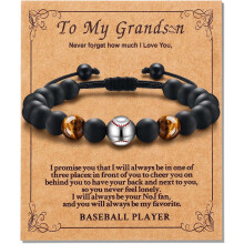Tiger Eye Baseball Bracelet for Teen Boys – Health, Safety & Happiness – Birthday, Christmas, Graduation Gift – Compatible with Teens