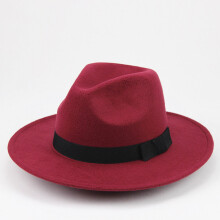 Klobúky Fedora z tmavočervenej vlny, 1 balenie, klasický unisex dizajn na špeciálne príležitosti