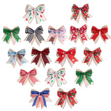 Kerststrikjes van 9,9 cm (3,9 inch), mini-kransstrikjes van jute voor de kerstboom, geschenkdoos en thuis – geschikt voor kerstfeestjes