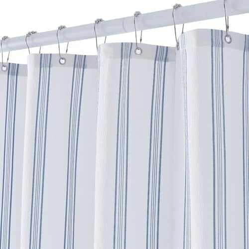 Modrobílý sprchový závěs Seersucker 72x72 palců