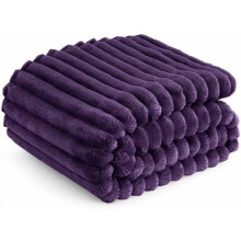 Purple Striped Flannel Fleece Blanket 50x60 in