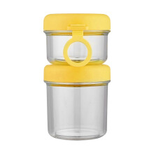 Pot à yaourt réutilisable 2 en 1 avec cuillère et couvercle, étanche, 880 ml, double compartiment, pour les en-cas, flocons d'avoine, fruits,