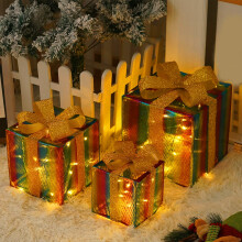 Lot de 3 boîtes cadeaux de Noël lumineuses, boîtes décoratives lumineuses avec couvercles – Idéales pour les fêtes et la décoration du sapin.