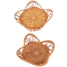2 sottocandele in rattan intrecciato, decorazioni creative per la scrivania.