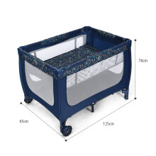 Berço de viagem e cercadinho 2 em 1, cama infantil dobrável 125 x 65 x 76 cm azul