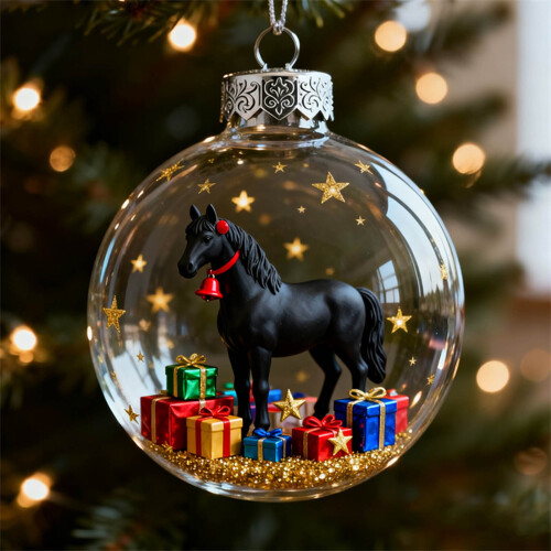 Julepynt i glass med hest, klare 3D-kuler