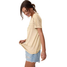 Blusa túnica de punto calada con escote redondo para mujer, talla XL