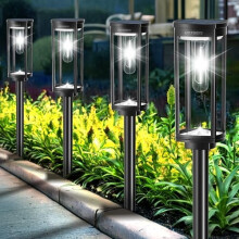 Set van 6 waterdichte solar padverlichting, koel wit, voor looppad, oprit, gazon, terras, stoep, tuin en erf