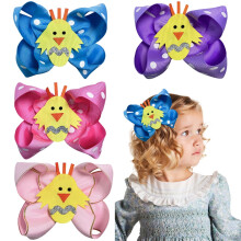 4pcs 3.5in Rainbow-Themed Hair Bows with Glitter Cloud Accents Multi-Color Clips