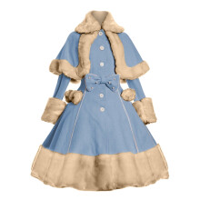 Dames winter wollen jurk met lange mouwen, wollen jas/cape set, warme bovenkleding, pluche modieuze jasjurk in de aanbieding