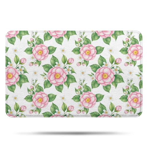 Χαλί μπάνιου Pioneer Flower Floral, αντιολισθητικό χαλάκι μικροϊνών με επένδυση από