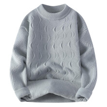 Men's Plush Round Neck Sweater Fall Winter Warm Soft Long Sleeve Pullover Fashion Knitwear Men's Sweater Men's Sweaters Lightweight(Gray,L)