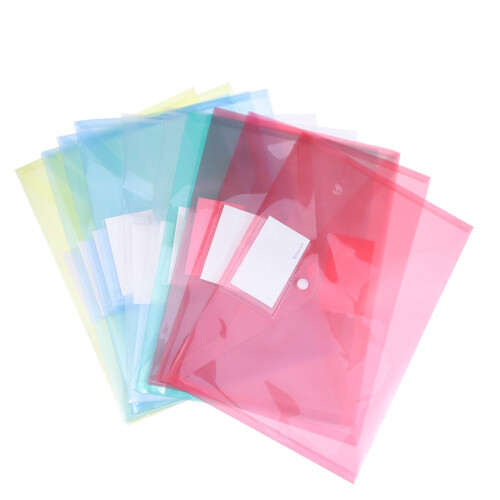 Dosare A4 pentru documente, PVC transparent, cu nasture, pachet de 10