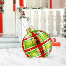 Boule de Noël gonflable géante de 61 cm (24 pouces) – Décoration extérieure en PVC pour jardin, pelouse, piscine (D)